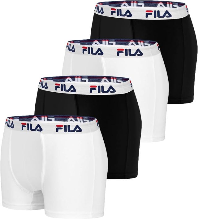 Fila Boxer Homme Coton, Calecon Homme, Peaux-sensibles, Ultra-Doux (Lot de 4)