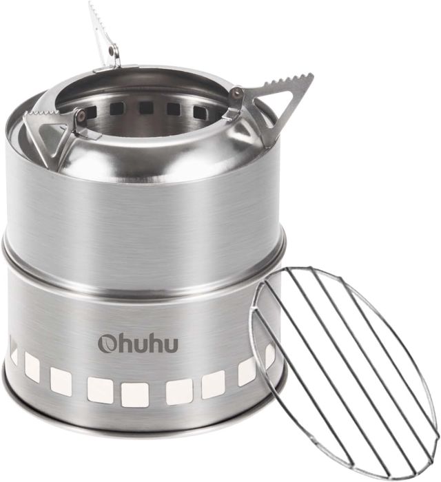 Ohuhu Gravure sur Bois en Acier Inoxydable Portable Réchaud de Camping pour Randonnée Camping Voyage