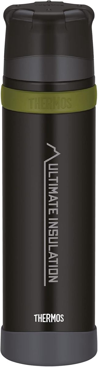 Thermos Mountain Beverage Bottle Bouteille Isotherme, en Acier Inoxydable, 0,75 l, avec gobelet, Chaude 24 h/24 h Froide, légère, Robuste, Bouchon démontable, sans BPA