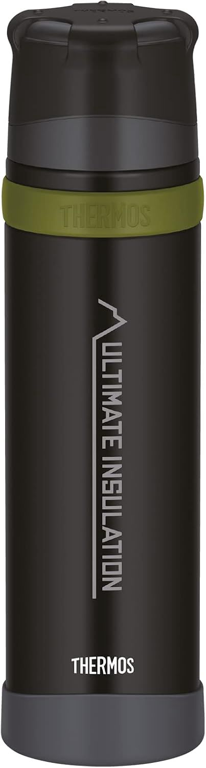 Thermos Mountain Beverage Bottle Bouteille Isotherme, en Acier Inoxydable, 0,75 l, avec gobelet, Chaude 24 h/24 h Froide, légère, Robuste, Bouchon démontable, sans BPA
