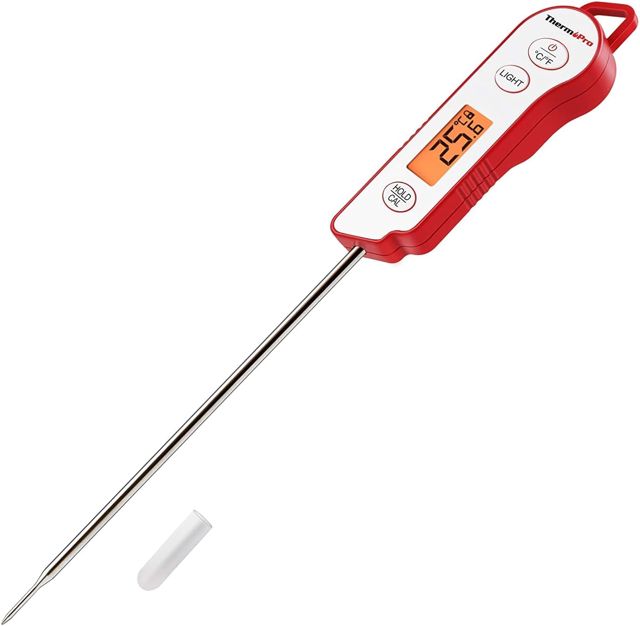 ThermoPro TP15 Thermomètre de cuisine étanche avec sonde longue thermomètre numérique professionnel de lecture instantané pour aliments, liquides lait, viande, barbecue, nourriture, pâtisserie