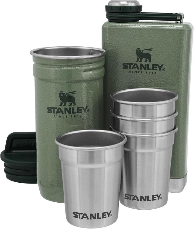 Stanley 1913 Adventure Pre-Party Shot Glass + Flask Set - Hammertone Green