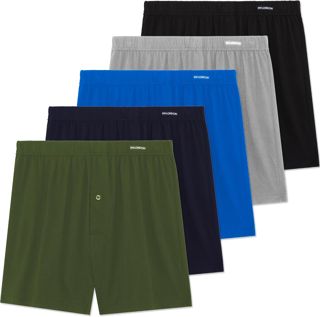 FM London Lot de 5 Boxers pour Homme Coupe Ample, Caleçon Parachute pour Homme en Coton, Sous-Vêtements 100% Coton Ultra Doux Couleurs Unies avec Braguette Boutonnée et Ceinture Extensible Confortable