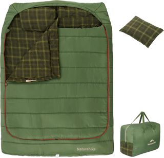 Naturehike Gigoteuse Double avec Oreiller, Flanelle 0 Degrés, Convient pour Adultes, Couples Et Familles, Sac De Couchage Double Large, Convient pour Toutes Les Saisons, Camping, Randonnée