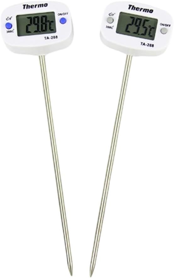 EasyByMall Lot de 2 thermomètres de cuisson numériques à viande avec sonde de 15 cm, ABS et acier inoxydable pour barbecue, grill, pâtisserie, cuisine et utilisation en extérieur