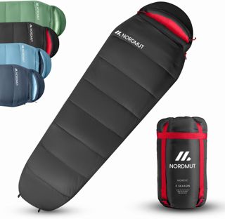 NORDMUT® Sac de Couchage pour Adultes – Petit Format et Ultra-léger (900/1500 g) – 3 Saisons (250 GSM) et Sac de Couchage d'été (100 GSM) - pour Le Camping et Les activités de Plein air