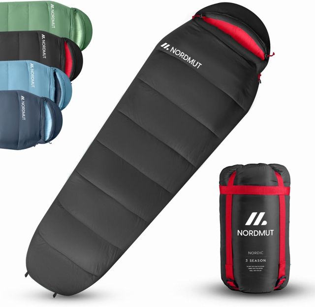 NORDMUT® Sac de Couchage pour Adultes – Petit Format et Ultra-léger (900/1500 g) – 3 Saisons (250 GSM) et Sac de Couchage d'été (100 GSM) - pour Le Camping et Les activités de Plein air