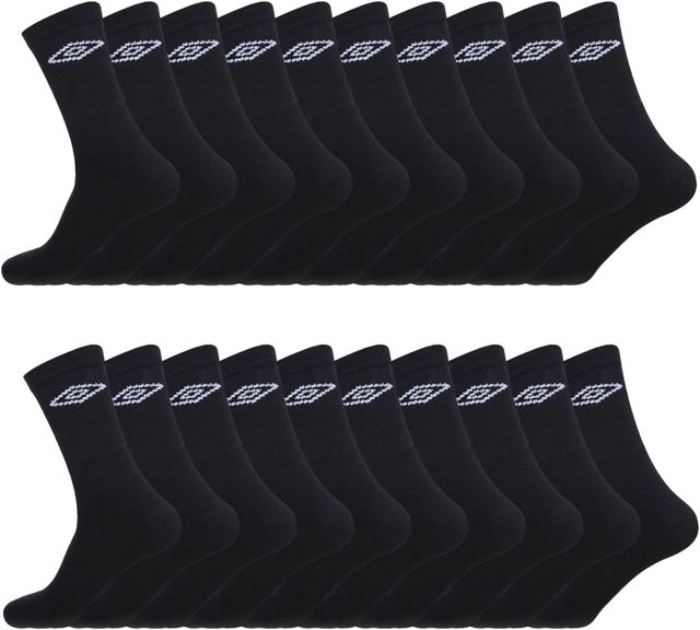 Chaussettes Homme & Femme 43-46, Coton Lot de 20, Noir NR
