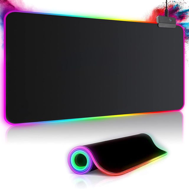 Tapis de Souris Gaming RGB XXL (800 * 300 * 4mm), 14 Effets D'éclairage LED