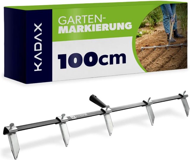 KADAX Arrache-rainures avec Lames en Acier, arrache-rangées, arrache-sillons, râteau marqueur pour potagers, semences, Outils de Jardinage pour rangées de Plantation Droites (Largeur 100cm)