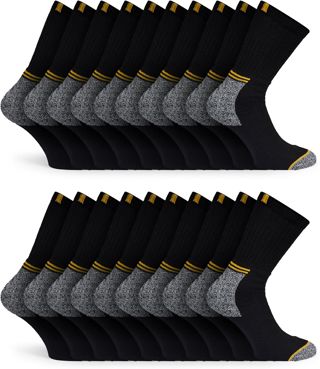 Basic Treasure Lot de 10 Paires Chaussettes de Travail Homme, WORK, Noir