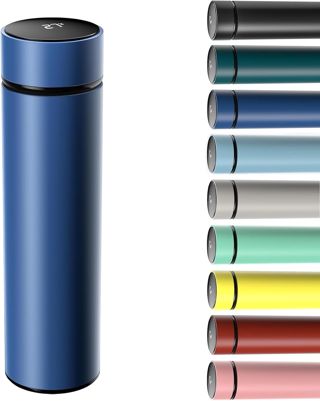 Homealexa Bouteille Isotherme en Acier Inoxydable 500ML, Bouteille Isotherme sous Vide avec Affichage de la Température Intelligent Température à Ecran LED Bleu