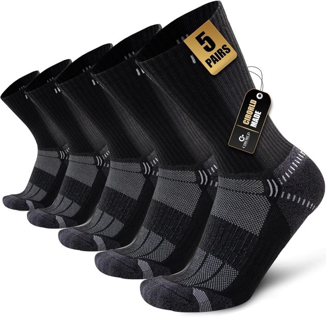 Circorld Chaussettes Homme Mèche Respirant Homme Femme Chaussettes de Sport pour Running Randonnée Trekking Marche 5 Paires