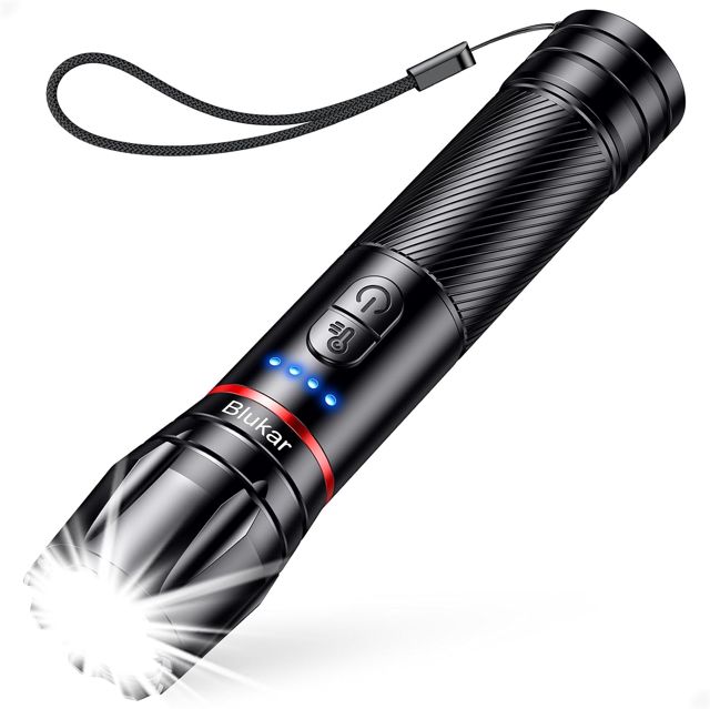 Blukar Lampe Torche LED 2 Couleurs, 2000L Lampe de Poche Ultra Puissante