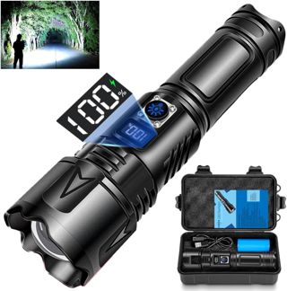 LEKIA Lampe Torche LED Ultra Puissante, 500000 Lumens USB-C Rechargeable Lampe de Poche avec Batterie 5000mAh, 5 Modes Zoombar IP65 Étanche Tactique Torches pour Camping D'urgence Randonnée