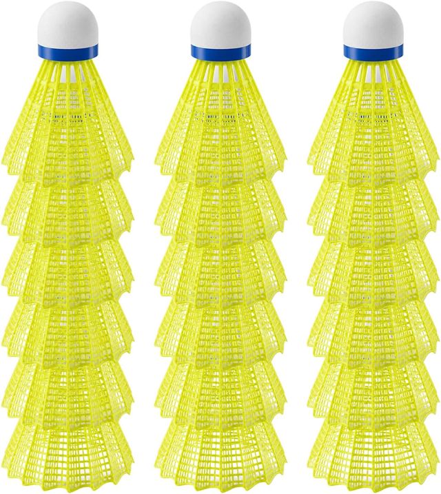 QWORK® Lot de 18 Volants Badminton en Nylon Jaune - Haute résistance aux Chocs et vol Stable