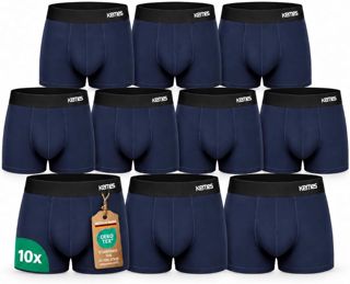 Kemes Lot de 10 boxers pour homme, 95 % coton, 5 % élasthanne, bleu foncé, respirants, sous-vêtements pour homme