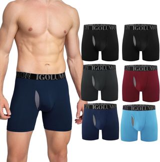 IGOLUMON Calecon Homme Lot de 6 en Bambou Ultra Doux Confortale Boxer Homme Respirant et Extensible Trunk avec Poche 3D Idéal pour Peaux Sensibles Sport Travail et Usage Quotidien