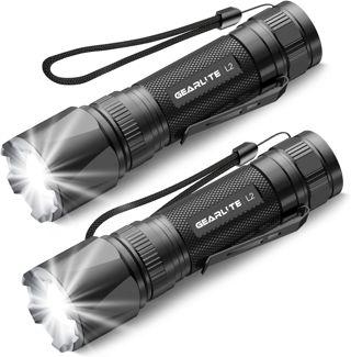 GEARLITE Lampe Torche Rechargeable, 3000LM Mini Lampe de Poche Tactique LED Ultra Puissante Rechargeable Zoomable avec 3 Modes D'éclairage, IP65 Étanche Longue Portée LED Flashlight pour Camping