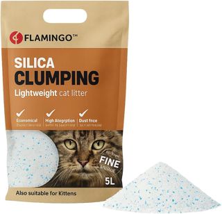 Flamingo - Litière Chat - 12L (12kg) pour 10 semaines - Litière agglomérante - Gros Grains - Parfum Talc bébé - Origine Europe