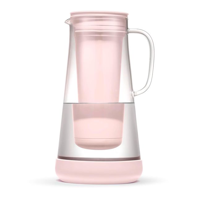 LifeStraw Home – Pichet filtre à eau, 7 tasses, verre avec base en silicone, bulle rose, pour une protection quotidienne contre les bactéries, les parasites, les microplastiques, le plomb, le mercure,