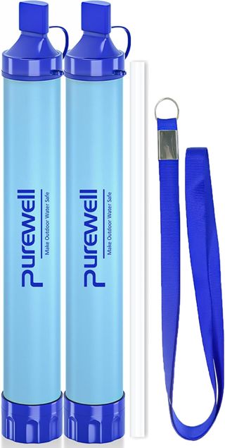 Purewell Filtre à eau extérieur - Paille de filtration d'eau personnelle - Équipement de survie d'urgence - Purificateur d'eau pour camping, randonnée, escalade, randonnée