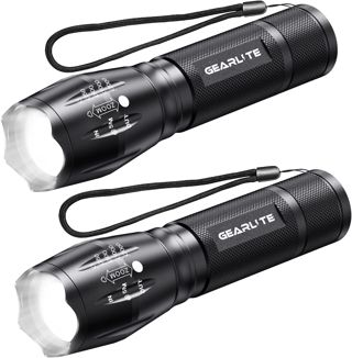 GEARLITE Lampe Torche LED Ultra Puissante 2 Pièces, 2000 Lumens Mini Lampe de Poche Enfant avec 5 Modes, IPX6 Étanche IncassableLampe Torche Tactique Zoomable pour Camping Pêche Randonée Urgences
