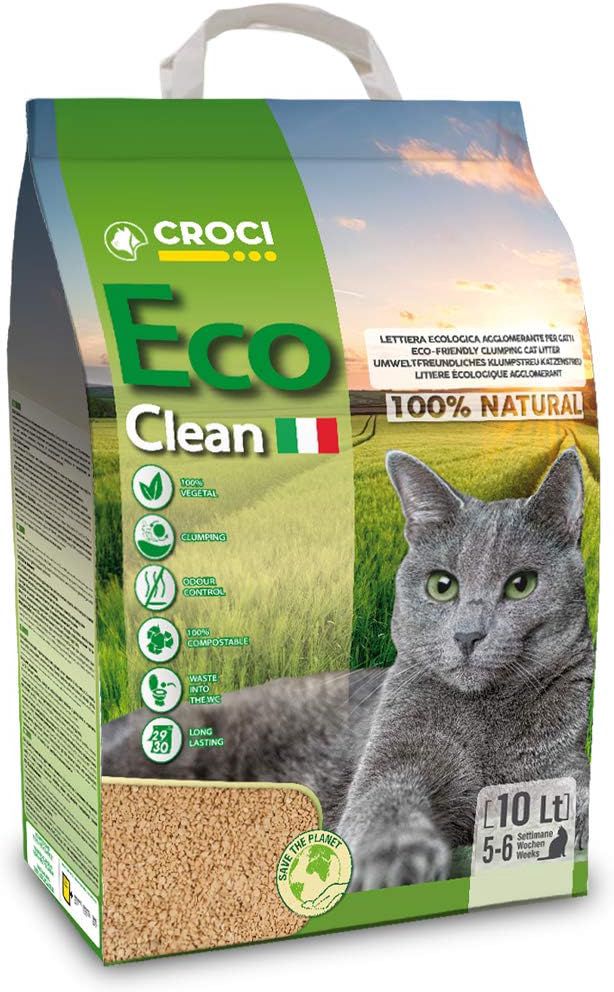 Croci Eco Clean 10L - Litière agglomérante végétale pour Chats
