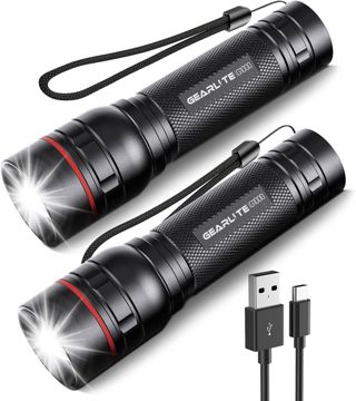 Lot de 2 torches LED rechargeables, 2 000 lm, super lumineuses