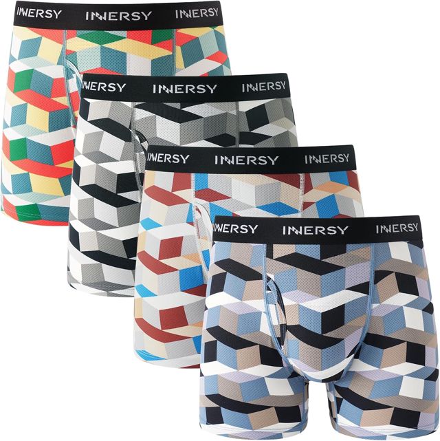 INNERSY Boxer Homme en Maille Respirante Calecon Pochette Ouverte Lot de 4