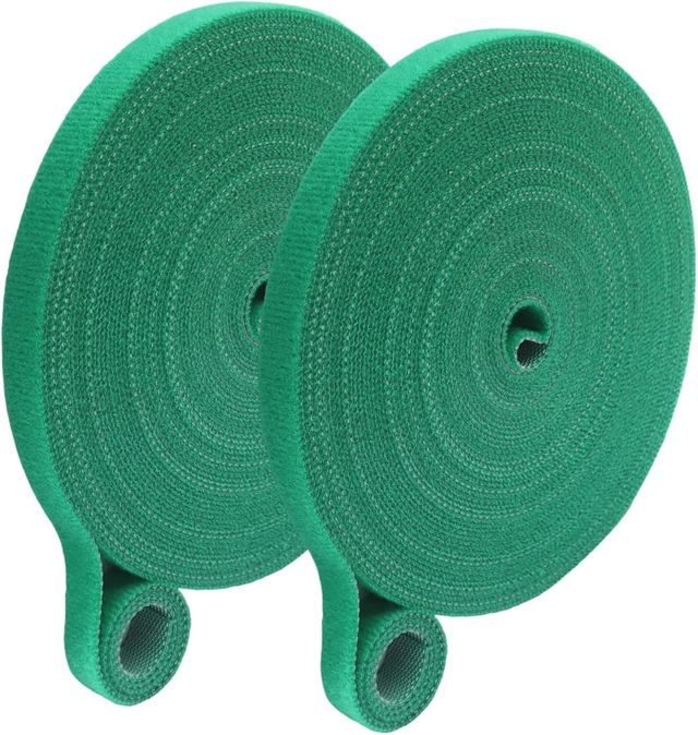 2 Rouleaux de Bande Auto-Agrippante 10mm x 10m, Bande Scratch, Attaches Réutilisables pour Plantes Grimpantes, Tuteur et Jardin, Vert Gazon