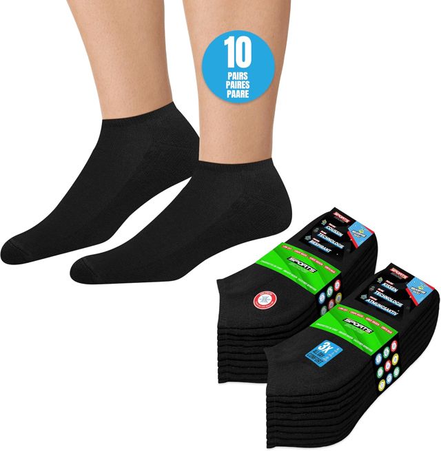 SOXCO Chaussettes Basses Homme Socquettes Courtes Femme - Lot de 10 Paires