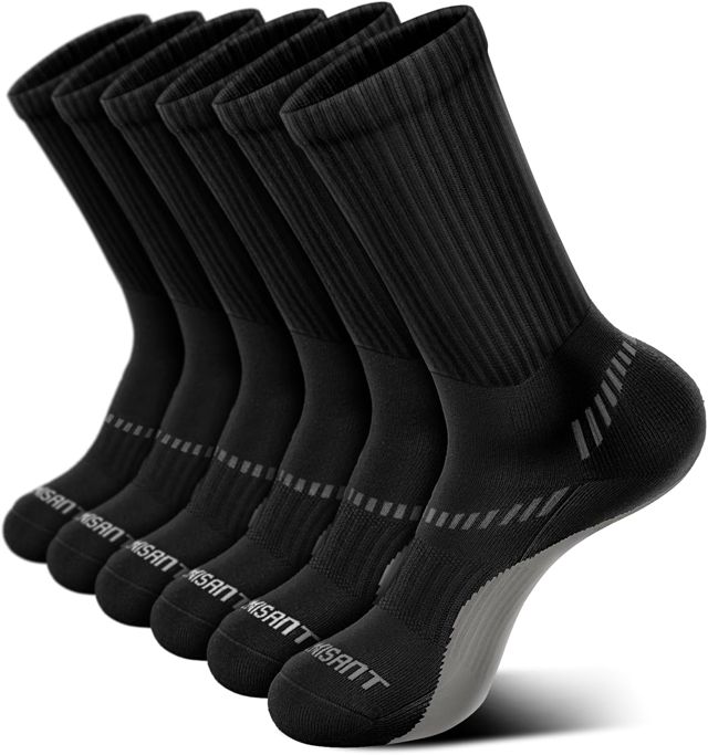 BULLIANT Chaussettes Homme Sport Lot De 6, Chaussette Antidérapante Foot Soquettes Homme Sportswear Vetement,Semelle Entièrement Coussinée