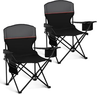 High Point Sports Lot de 2 Chaises de Camping Pliables Jusqu'à 102 kg Chaise Pliante Exterieur Fauteuil Camping Interieur avec Porte-Gobelets et Accoudoirs (2pcs Vert)