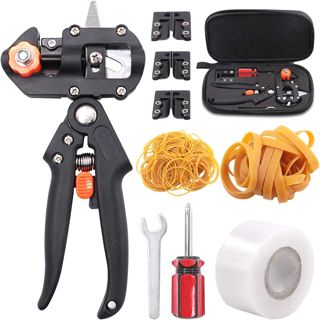 Glarks Kit d'outils professionnels de taille et de greffe pour jardin, arbres fruitiers et plantes, sécateur, outil de coupe avec ruban de greffage et élastiques