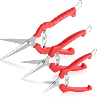 HOTUT Solid Ciseaux à Elaguer, 3PCS Jeu de Sécateur de Jardin Professionnel, Epinette Longue Portée, Sécateurs de Récolte de Fruits, Outil d'Agriculture et de Jardinage, pour Branche, Fleur et Fruits