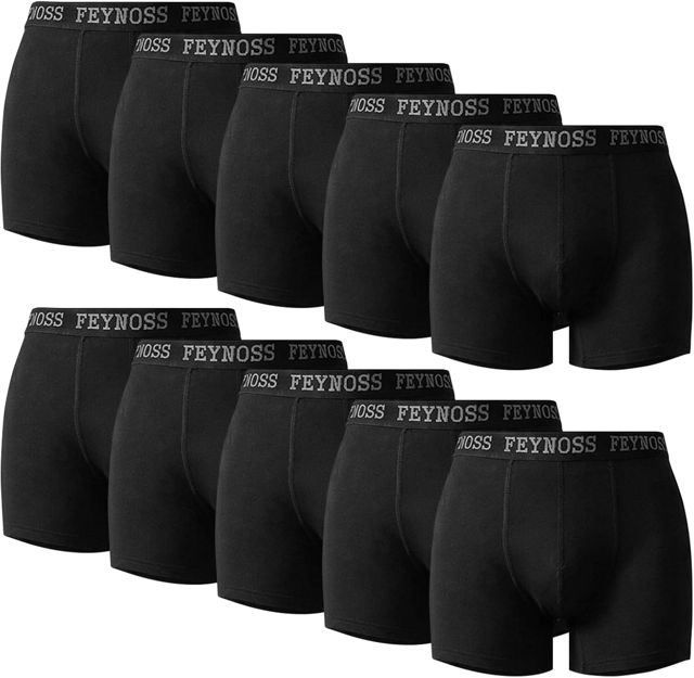 Boxer Homme Lot de 10 en Coton – sous-vêtements Homme Respirants sans Étiquette, Boxers Confortables avec Taille Élastique, Culotte Homme Douce pour Sport, Travail & Quotidien