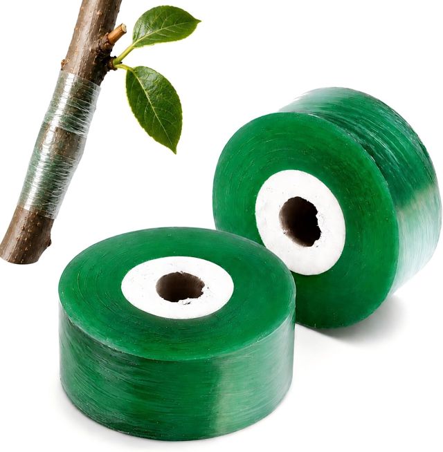 2 Rouleaux Ruban de Greffage 100 m x 2 cm, Ruban en PVC Extensible Auto-Adhésif, Film de Greffage pour Arbres Fruitiers, Plantes, Jardin, Pépinière et Travaux de Multiplication