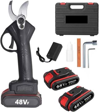 Bdit Accessoires Ciseaux Taille avec 2 Batteries de 48 V Tranche Branches Professionnel Cisailles Électriques Ciseaux de Jardin Arbres à Fruits Sans Fil Arbustes, Vert Bleu