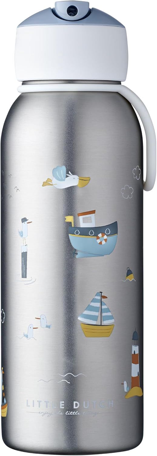 Mepal - Bouteille Isotherme Flip-up Campus Little Dutch - Gourde Thermos pour Enfants - Bouteille en Acier Inoxydable - 4 Heures Chaudes et 12 Heures Froides - 350 ml - Flowers & Butterflies