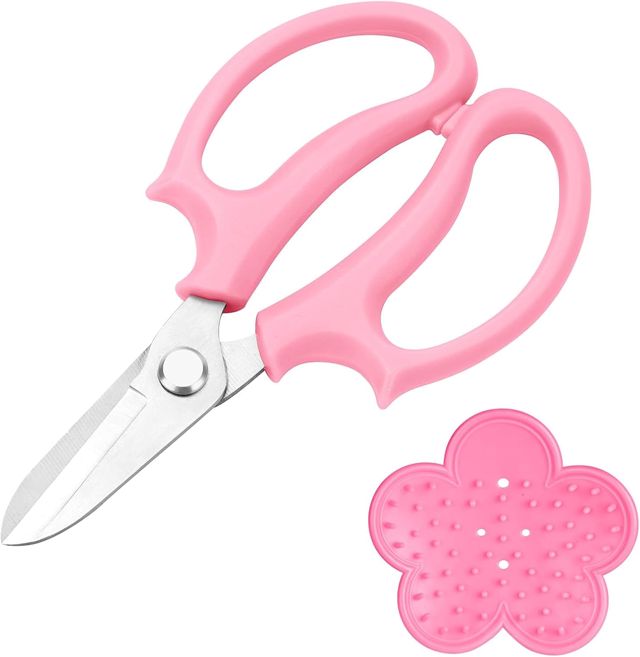 OFFCUP Sécateur Lame Droite Inoxydable, Sécateur de Jardin, Ciseaux Floraux avec Dissolvant D'épines, Ciseaux à Fleurs pour Organiser des Fleurs, Couper des Plantes, Cueillir (Rose)