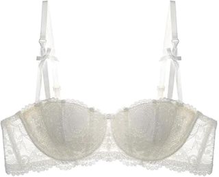 Luadnysin Soutien Gorge Dos Transparent Soutien-Gorge sans Armature Grande Taille avec Brassière Allaitement Mariage Bretelle Transparente Coton Dentelle Bout De Sein Nu