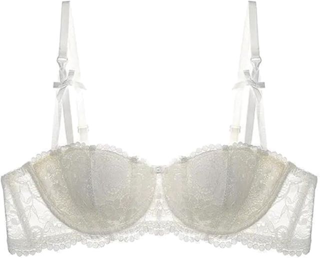 Luadnysin Soutien Gorge Dos Transparent Soutien-Gorge sans Armature Grande Taille avec Brassière Allaitement Mariage Bretelle Transparente Coton Dentelle Bout De Sein Nu
