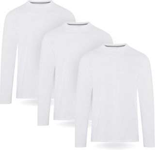 FM London T-Shirt à Manche Longue pour Homme, Tee-Shirt pour Homme, Coupe Flatteuse, Poids Premium, Col Ras-du-Cou en Coton Ultra Doux, Lot de 3