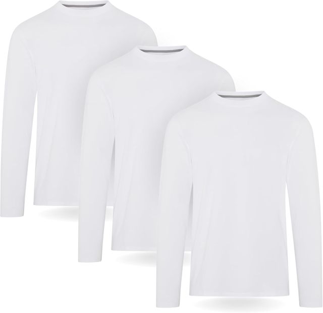 FM London T-Shirt à Manche Longue pour Homme, Tee-Shirt pour Homme, Coupe Flatteuse, Poids Premium, Col Ras-du-Cou en Coton Ultra Doux, Lot de 3