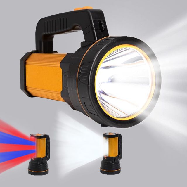 Lampe Torche Led Ultra Puissante Rechargeable USB C,10000mah Lampe de Poche Etanche Haute Puissance,Avec Lanterne Latérale&Poignée&Bandoulière,Longue Durée pour Maison/Camping/Urgence/Chasse/Randonnée