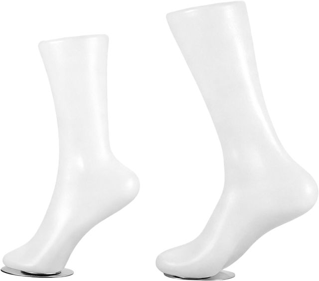 2 Pcs Mannequin de Chaussettes Présentoir à Pieds Blancs Base Anti-dérapante et Système Magnétique pour Présentation en Boutique et Commercial