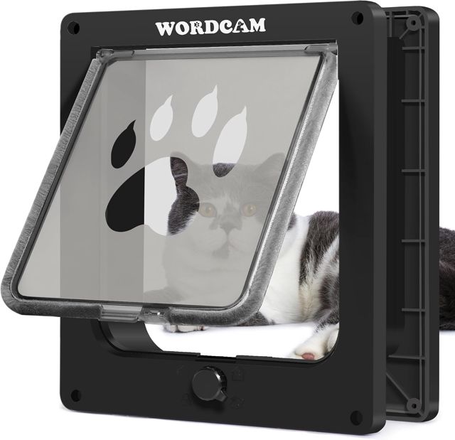 Wordcam porte pour chat XL - Chatière solide intérieur/extérieur - Verrouillable 4 voies - Résistante - Installation facile