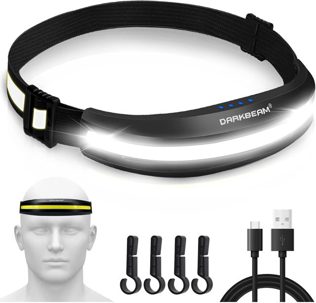 DARKBEAM Lampe Frontale LED COB, USB - C Rechargeable Lampe Torche Légère