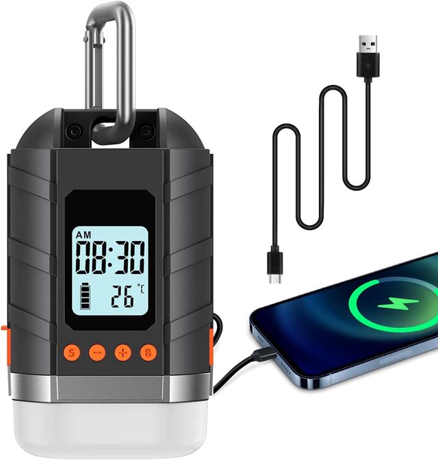 LED Lanterne de Camping Rechargeable et Banque de Puissance 15000mAh avec ¨¦Cran LCD, 4 Modes, Lumi¨¨re de Tente ¨¦tanche ext¨¦Rieure Dimmable pour la p¨ºche, Randonn¨¦e